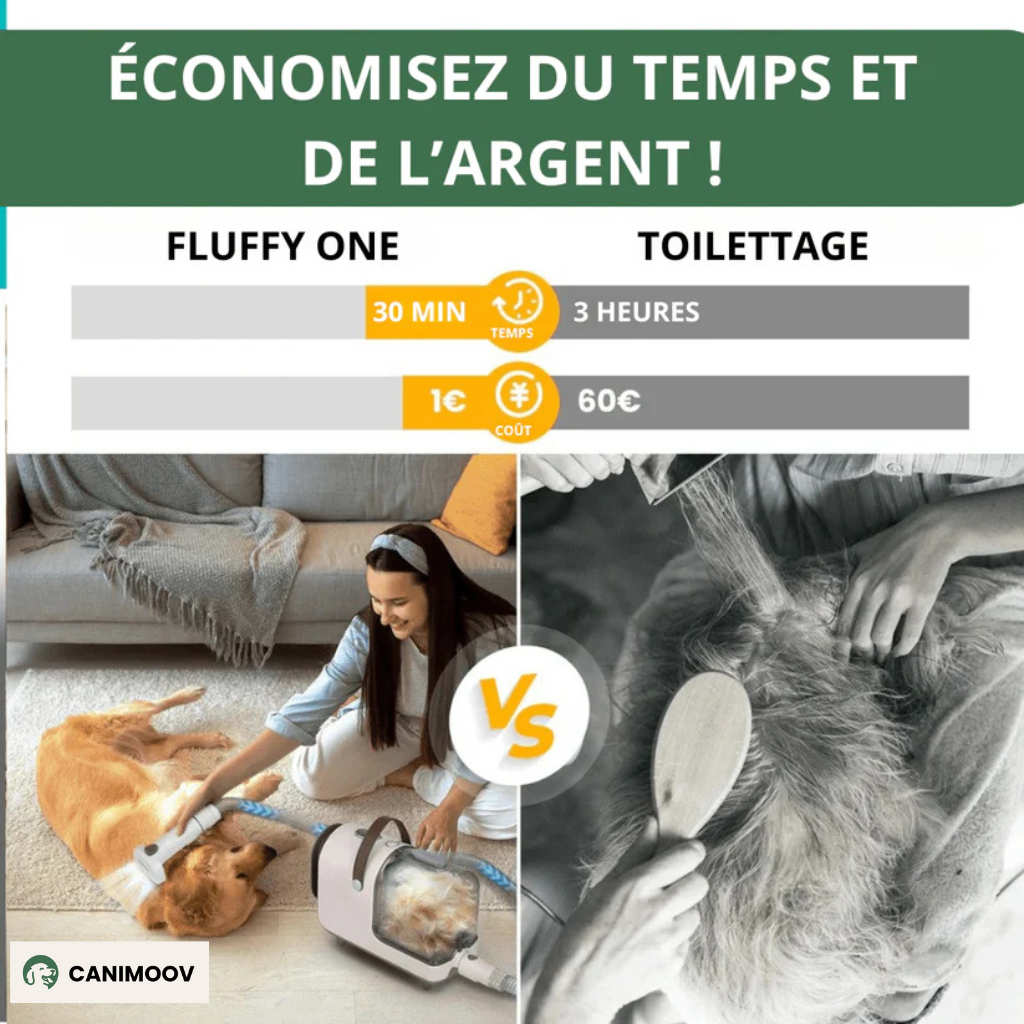 FluffyOne+™ – Aspirateur Silencieux avec Tondeuse, Brosse & 5 Accessoires