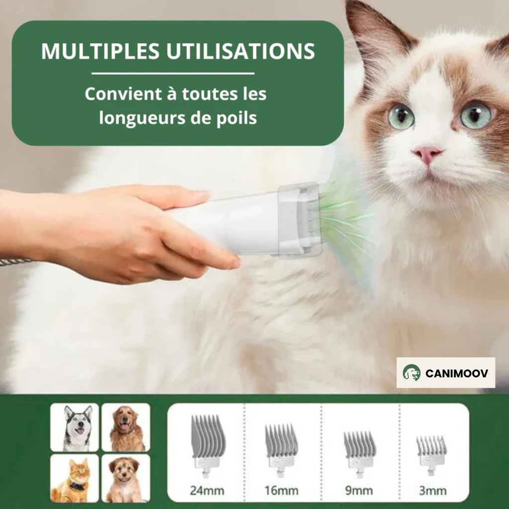 FluffyOne+™ – Aspirateur Silencieux avec Tondeuse, Brosse & 5 Accessoires