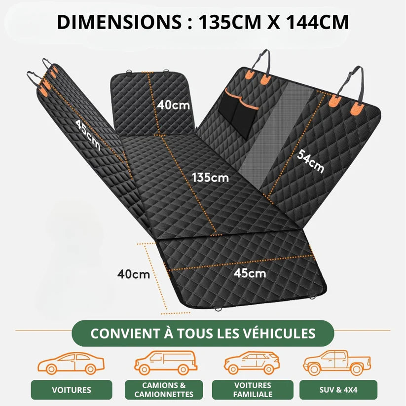 CaniMoov+™ – Housse de Protection Voiture pour Chien avec Base Rigide + Plaid MoovFit™ Offert