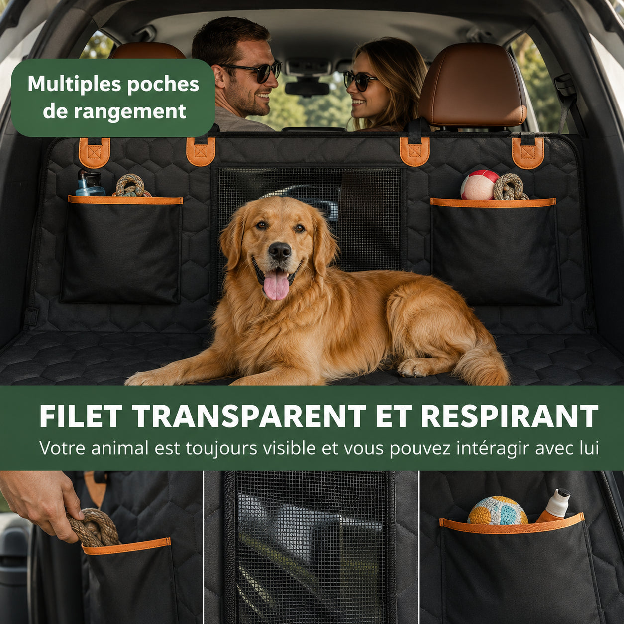 CaniMoov+™ – Housse de Protection Voiture pour Chien avec Base Rigide