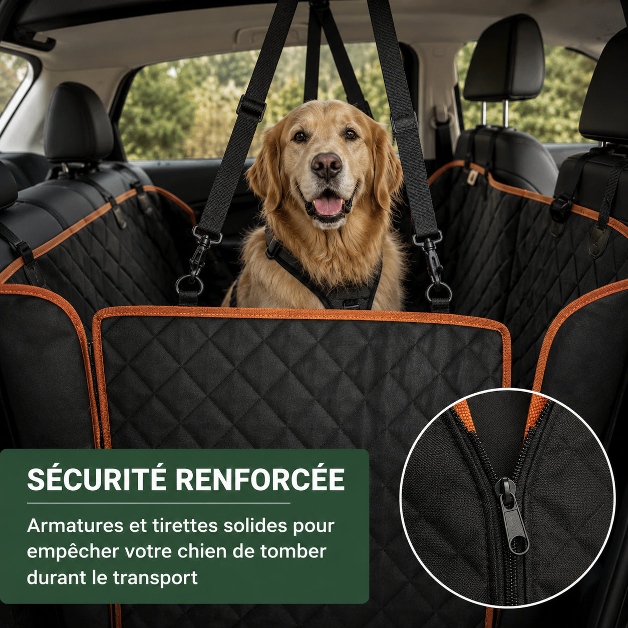 CaniMoov+™ – Housse de Protection Voiture pour Chien avec Base Rigide + Plaid MoovFit™ Offert