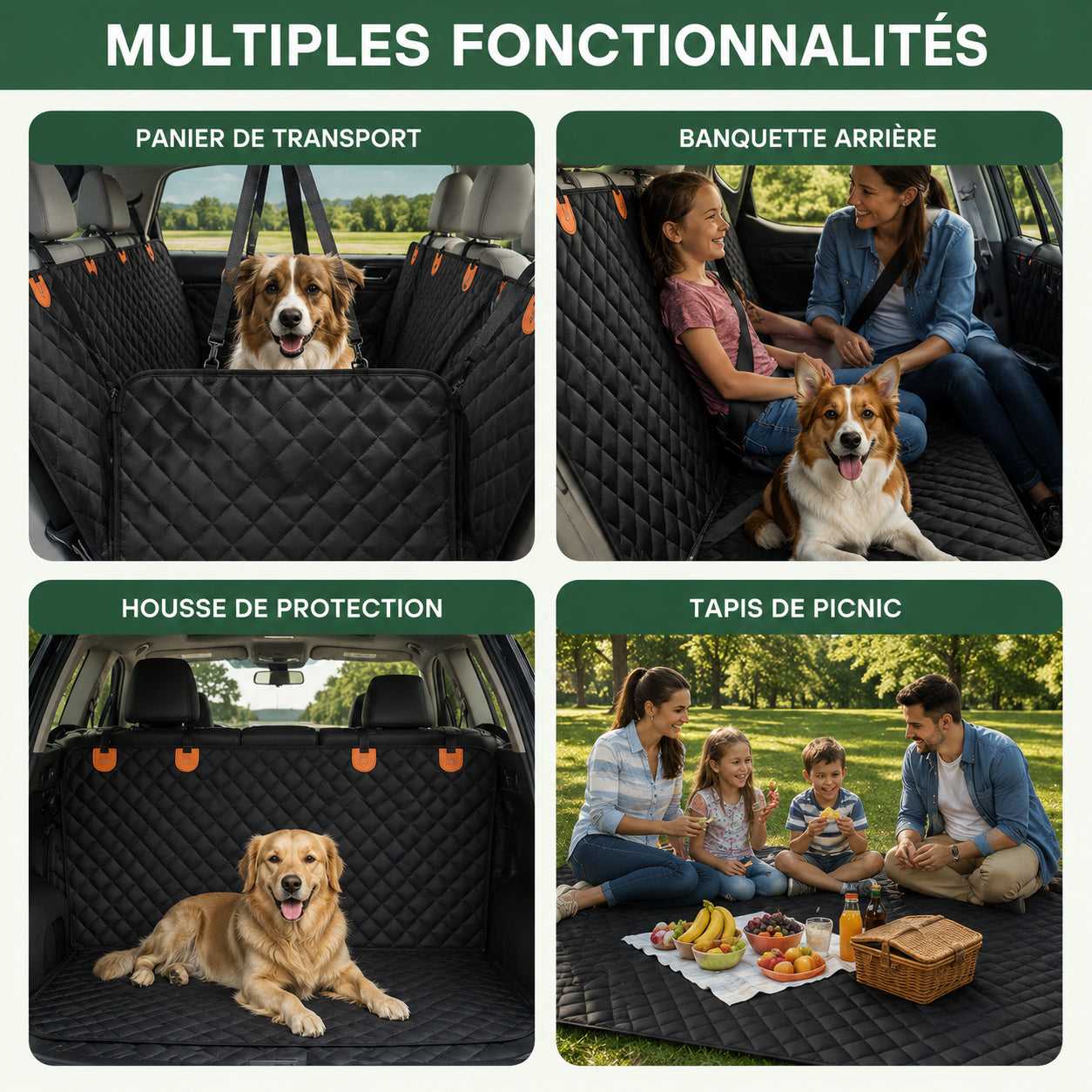 CaniMoov+™ – Housse de Protection Voiture pour Chien avec Base Rigide