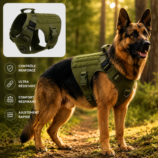 Harnais Tactique CaniSafe+™ - Sécurité et Maintien Ultime