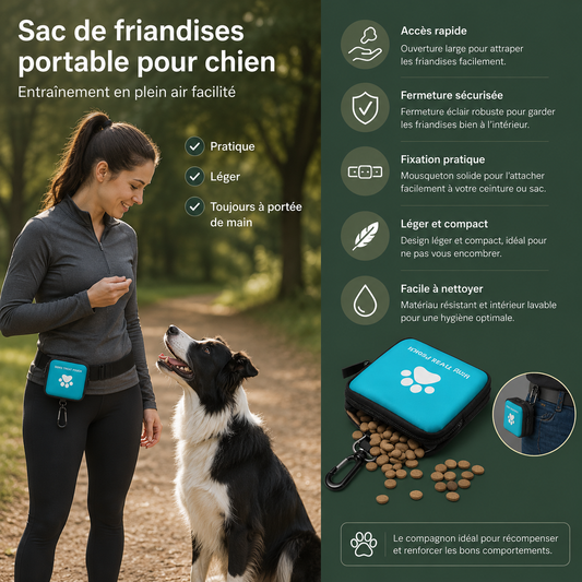 Sac de friandises Portable pour chien - Entraînement en plein air
