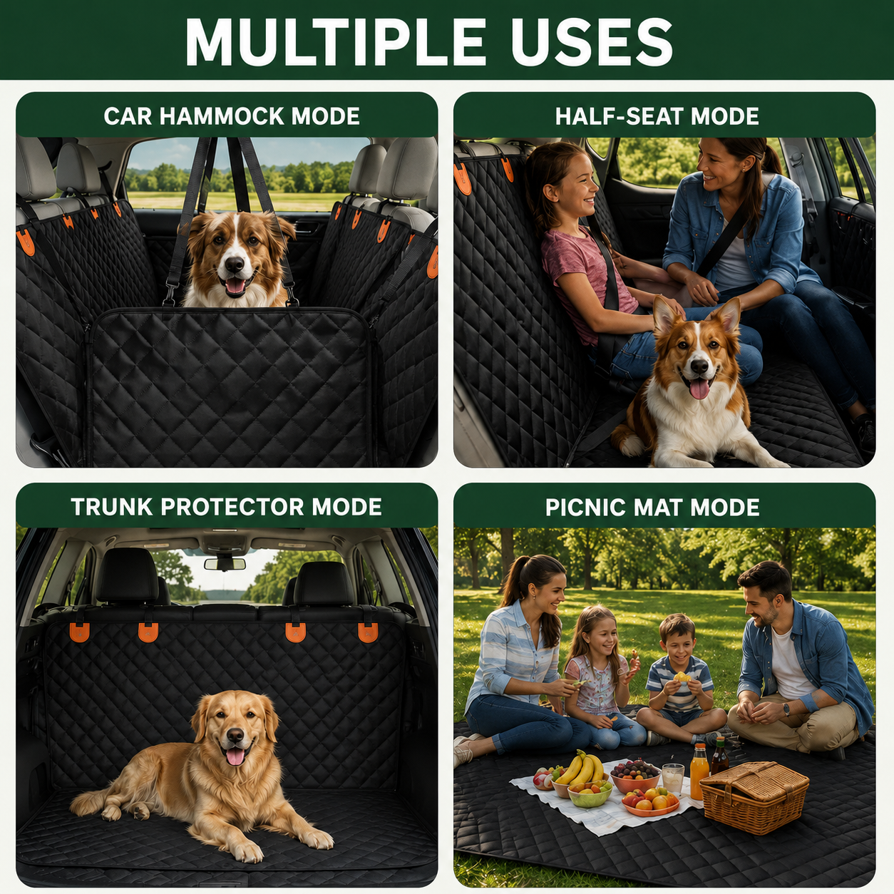 CaniMoov+™ Premium Dog Car Seat Cover with Rigid Base